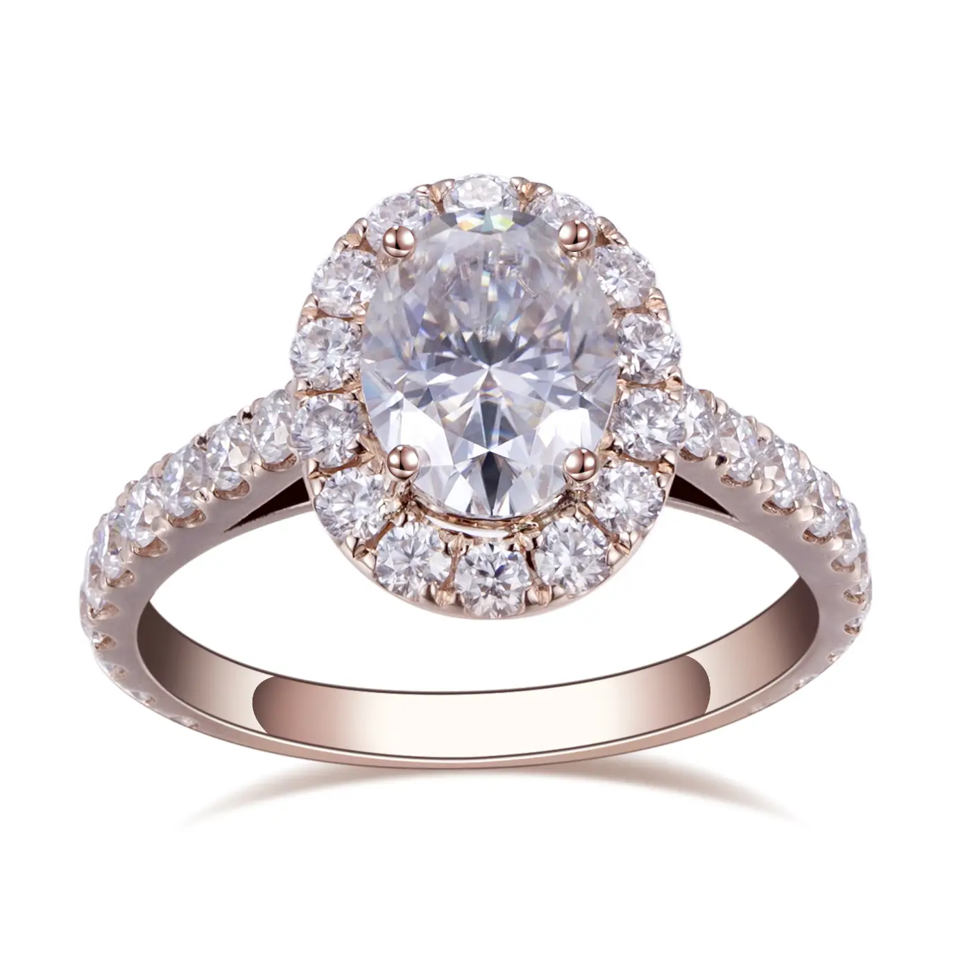 Gioielli Messi - Gioielli Messi 14K Gold rosa 6*8mm Cut ovale DEF Moissanite Ring Anelli ad anello 1