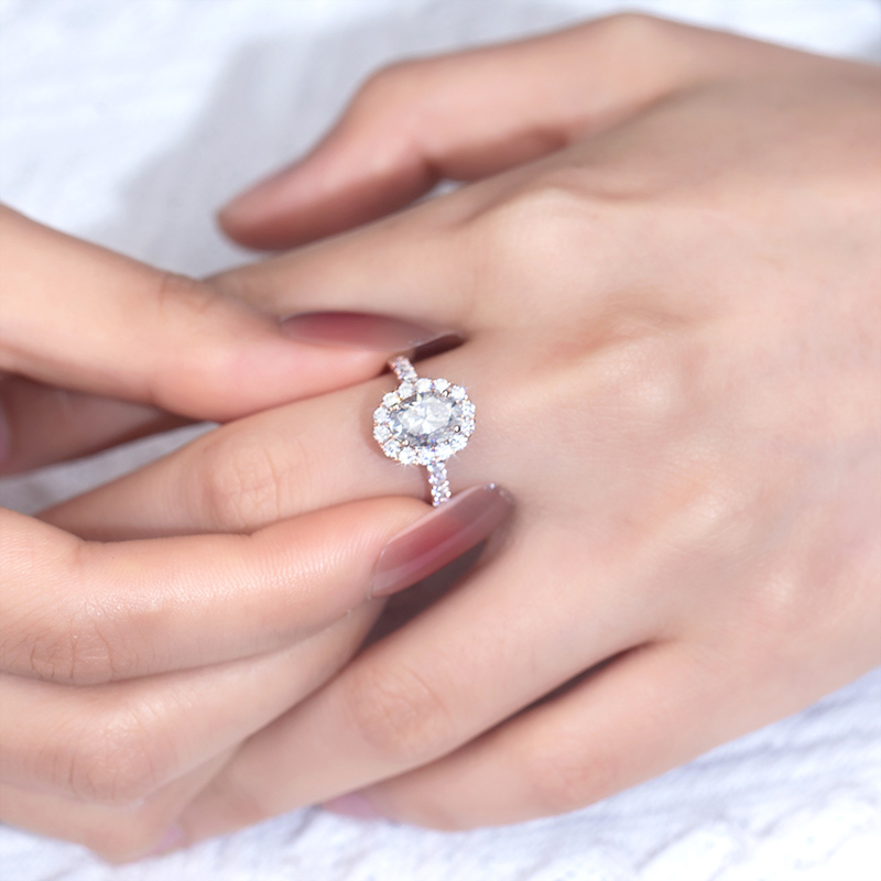 Messi Jewelry - Messi Jewelry 14k rose gold 6*8mm oval cut DEF moissanite engagement ring Rings 9