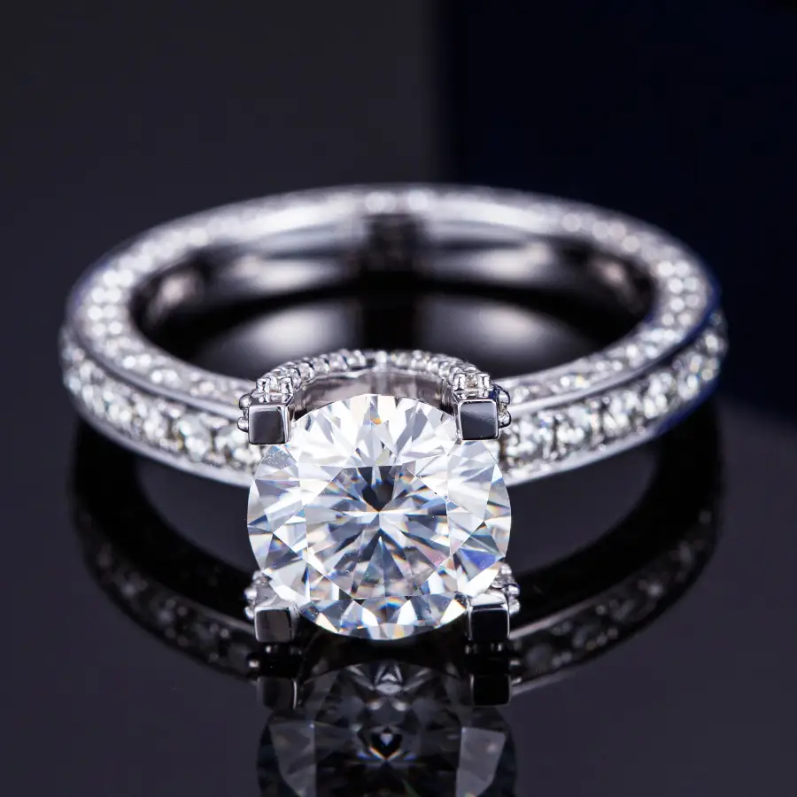 Gioielli Messi - Anello nuziale Moissanite Gioielli in oro 18K 8mm 2ct D Colore Ring di fidanzamento moissanite 1