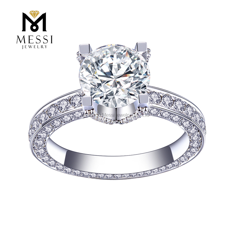 Messi Jewelry - Moissanite Wedding Ring 18K Gold Jewelry 8mm 2ct D Color Moissanite Engagement Ring Rings 8