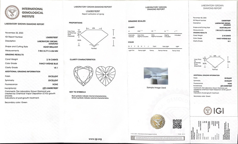 heart blue lab diamond igi