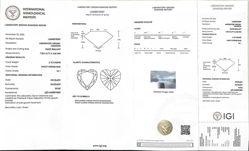 0.1ct Heart VS Loose Blue Lab Grown Diamond - Stable & Certified 4