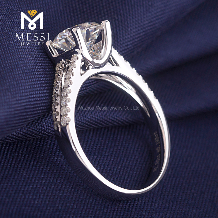 Messi Jewelry - Messi Jewelry prongs setting 1.5ct moissanite diamond engagement wedding ring in 14k 18k solid white gold with split shanks Rings 16