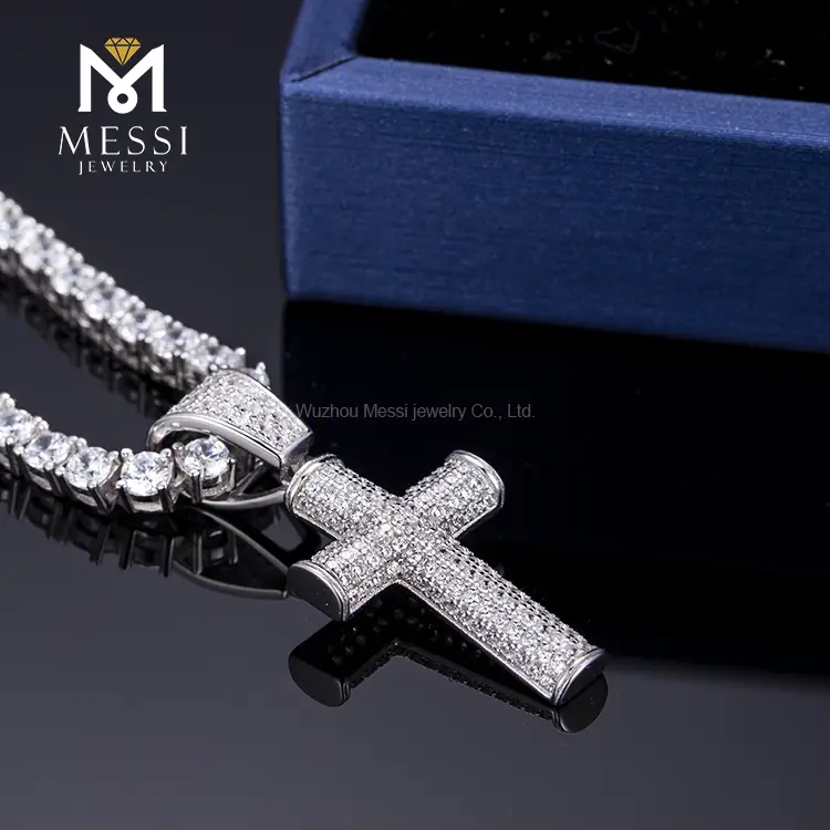 925 Sterling Silver Hip Hop Cross Necklace 4