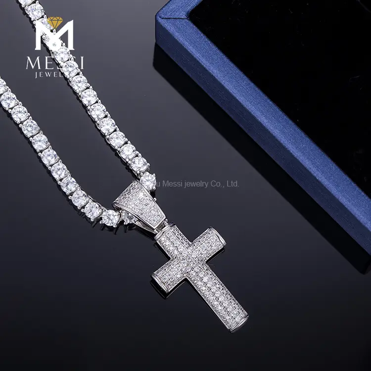 925 Sterling Silver Hip Hop Cross Necklace 3