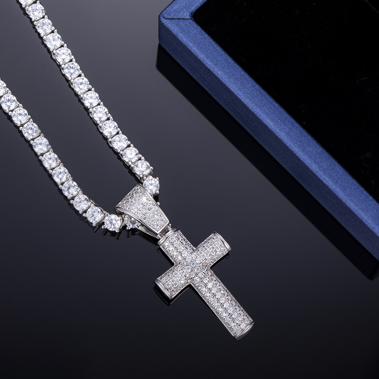 Messi Alahas - Messi alahas micro pave zircon 925 sterling silver cross pendant necklace para sa mga lalaki Moissante Pendant 10