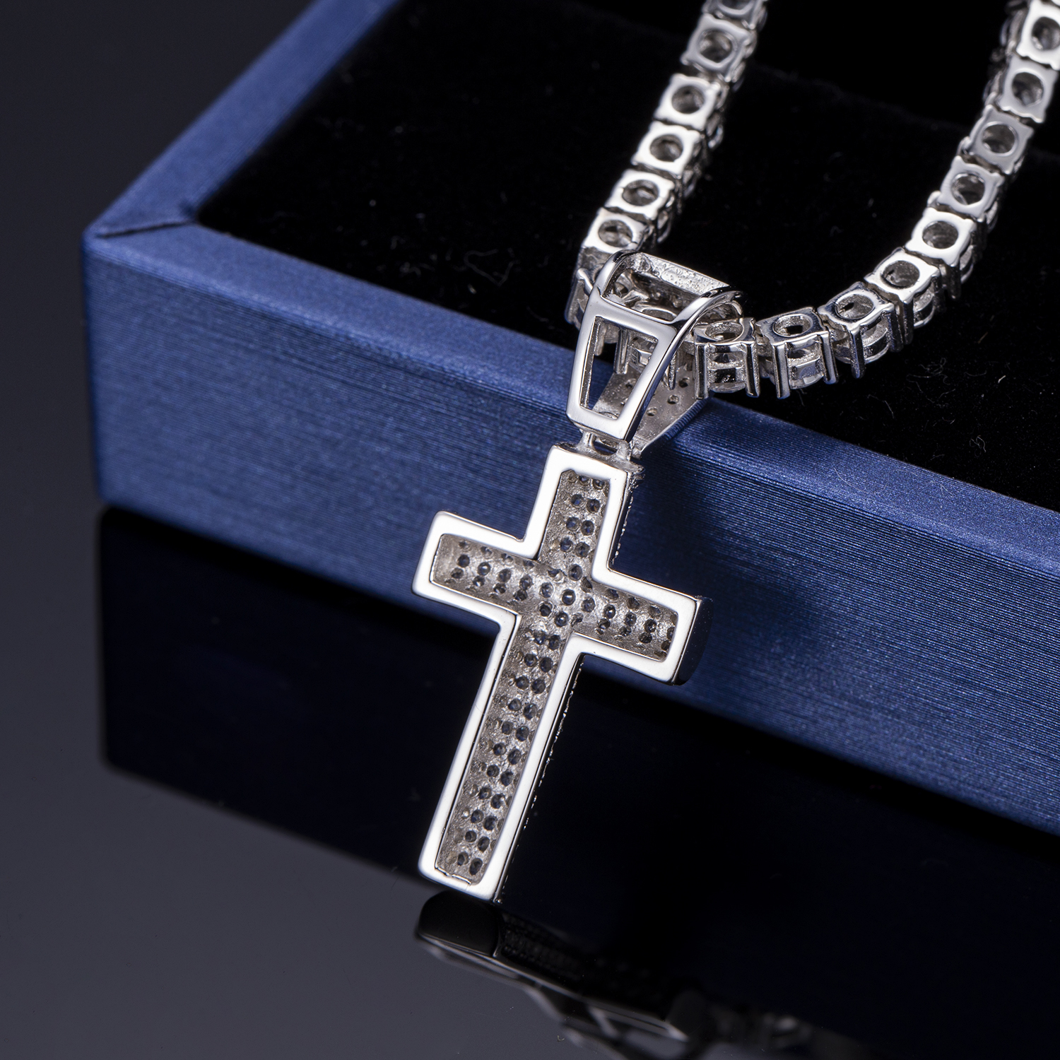 Messi Alahas - Messi alahas micro pave zircon 925 sterling silver cross pendant necklace para sa mga lalaki Moissante Pendant 11