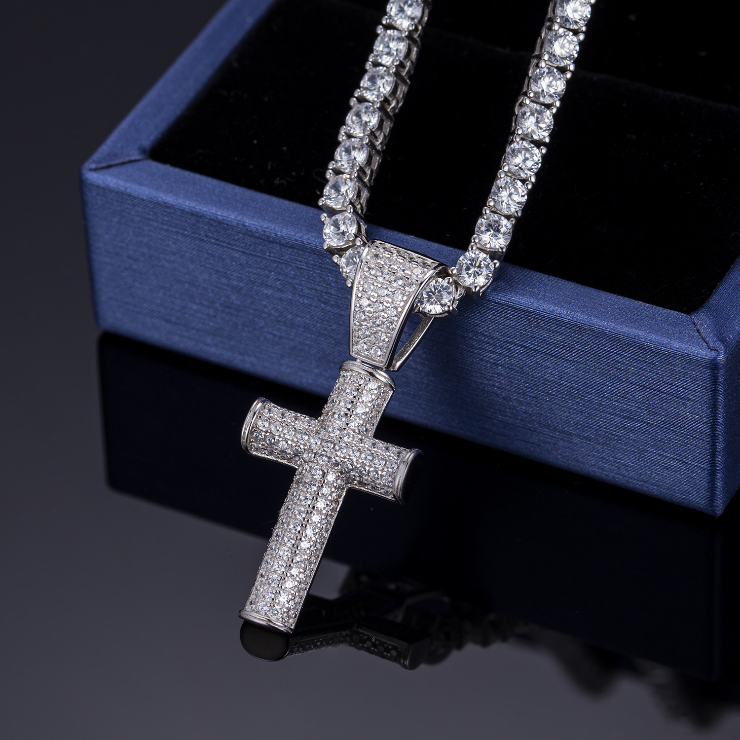Messi Alahas - Messi alahas micro pave zircon 925 sterling silver cross pendant necklace para sa mga lalaki Moissante Pendant 8