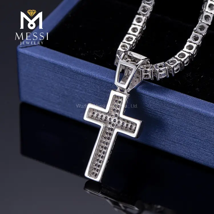 925 Sterling Silver Hip Hop Cross Necklace 5