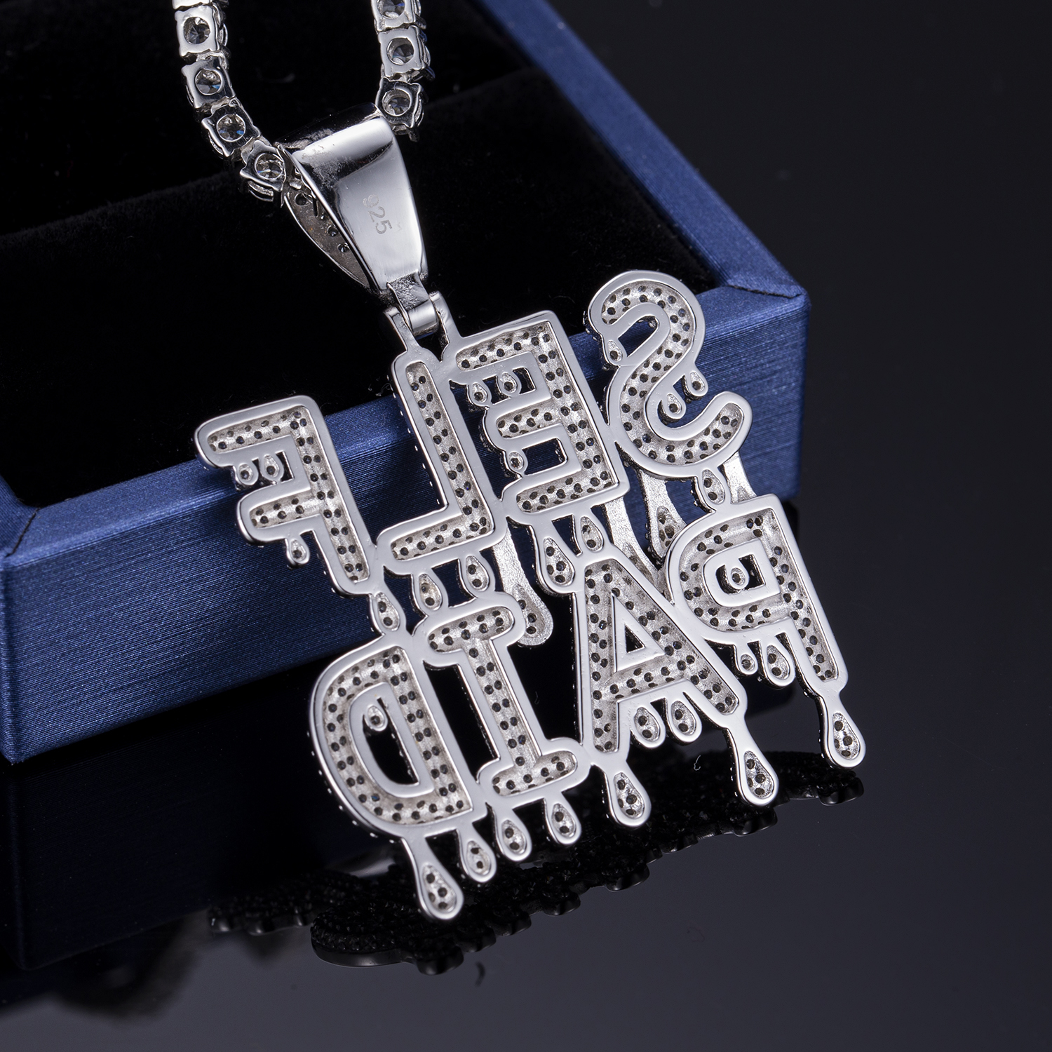 Messi Alahas - Messi Alahas Iced Out cz bato Combine Letters custom 925 sterling silver pendant necklace Moissante Pendant 10