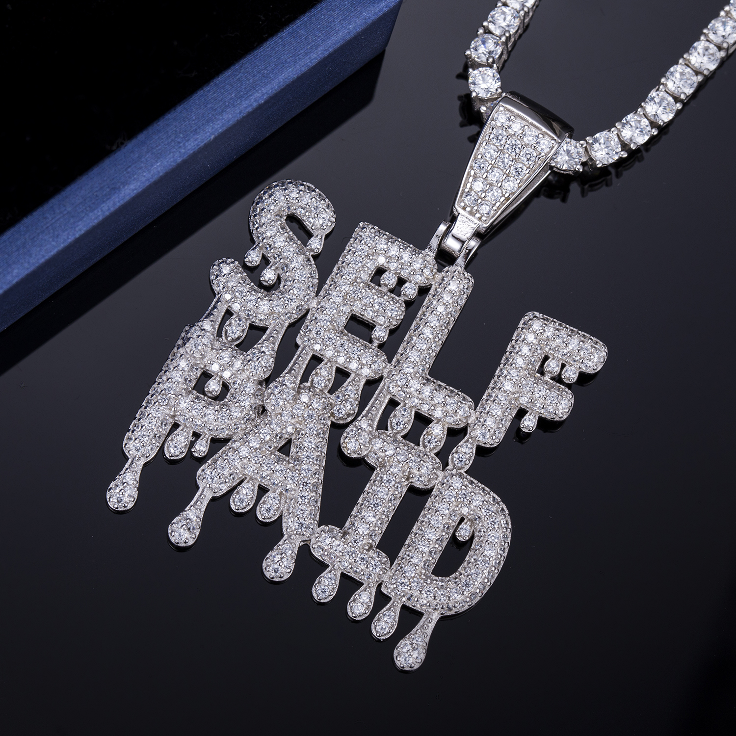 Messi Alahas - Messi Alahas Iced Out cz bato Combine Letters custom 925 sterling silver pendant necklace Moissante Pendant 8