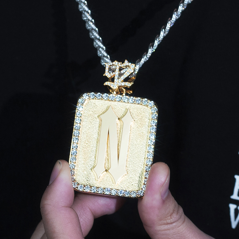 Messi Alahas - Hip hop N Letter 925 sterling silver moissanite pendant para sa lalaki Moissante Pendant 13