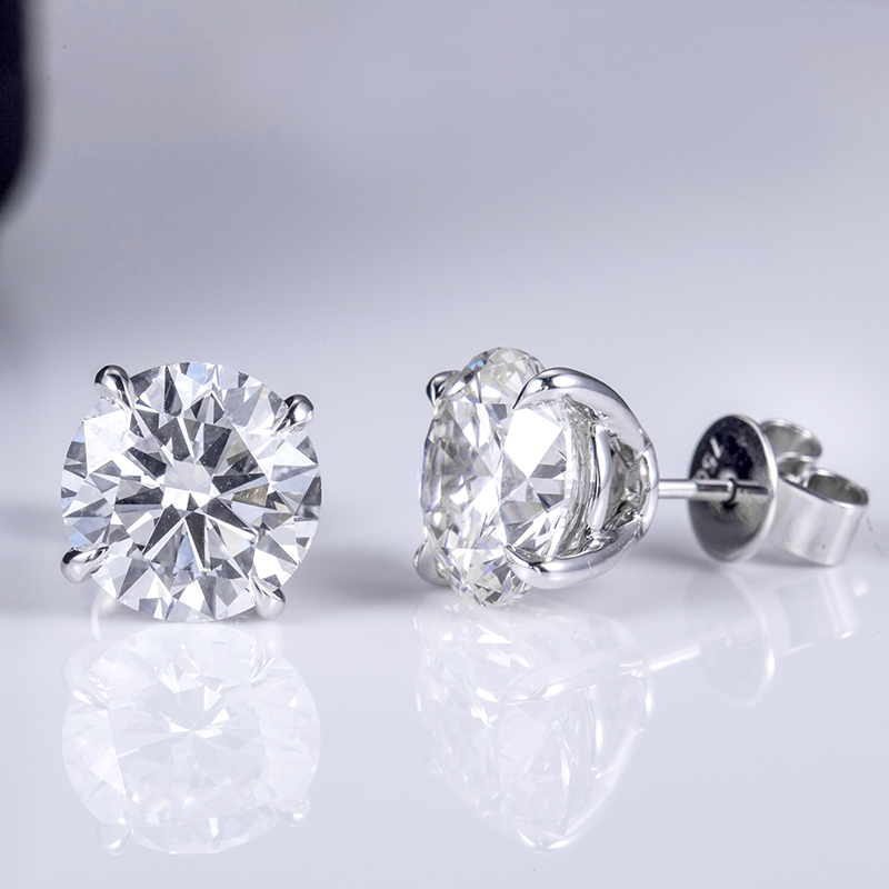 Messi Alahas - Messi Alahas 14k 3ct puti nga bulawan DEF round brilliant cut moissanite classic stud earrings 9