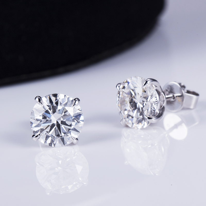 Messi Alahas - Messi Alahas 14k 3ct puti nga bulawan DEF round brilliant cut moissanite classic stud earrings 11