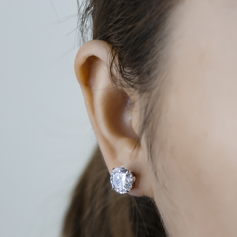 Messi Alahas - Messi Alahas 14k 3ct puti nga bulawan DEF round brilliant cut moissanite classic stud earrings 13