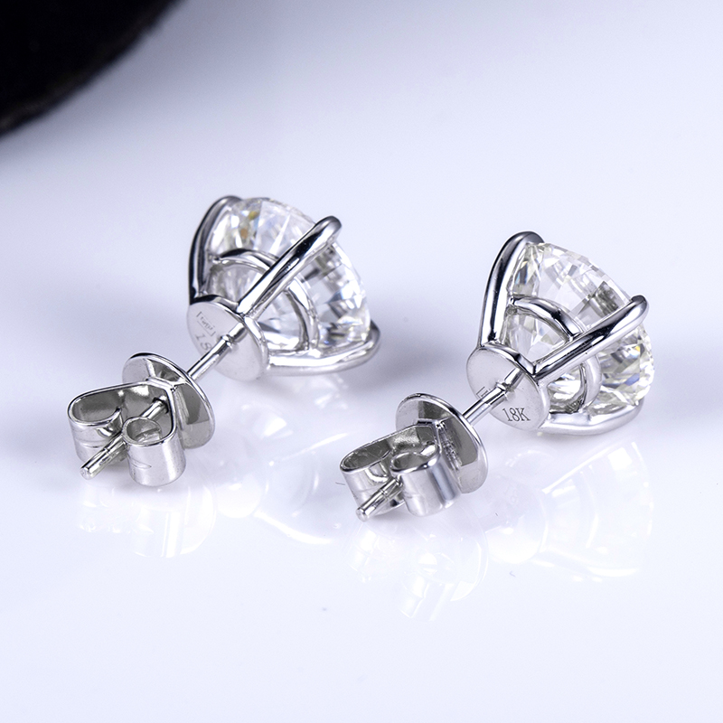 Messi Alahas - Messi Alahas 14k 3ct puti nga bulawan DEF round brilliant cut moissanite classic stud earrings 10