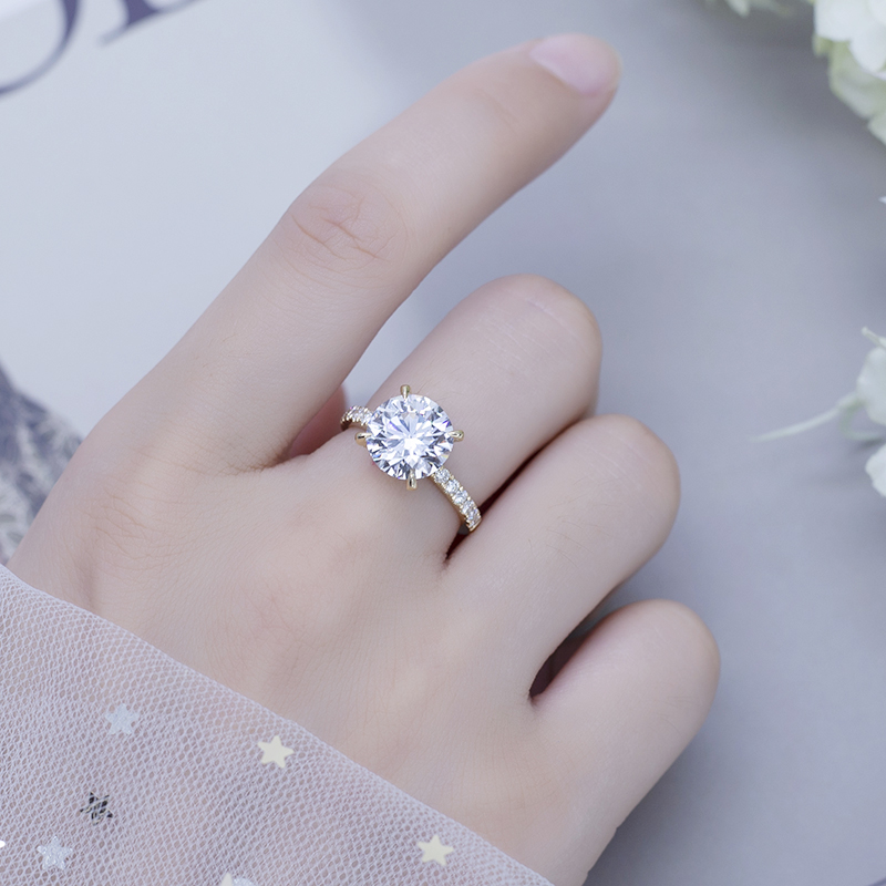 Messi Alahas - Messi Alahas MSR-544 Singsing Bulawan 18k VVS1 DEF Engagement Kasal para sa Babaye Round Lab Diamond Lab Diamond Alahas 12