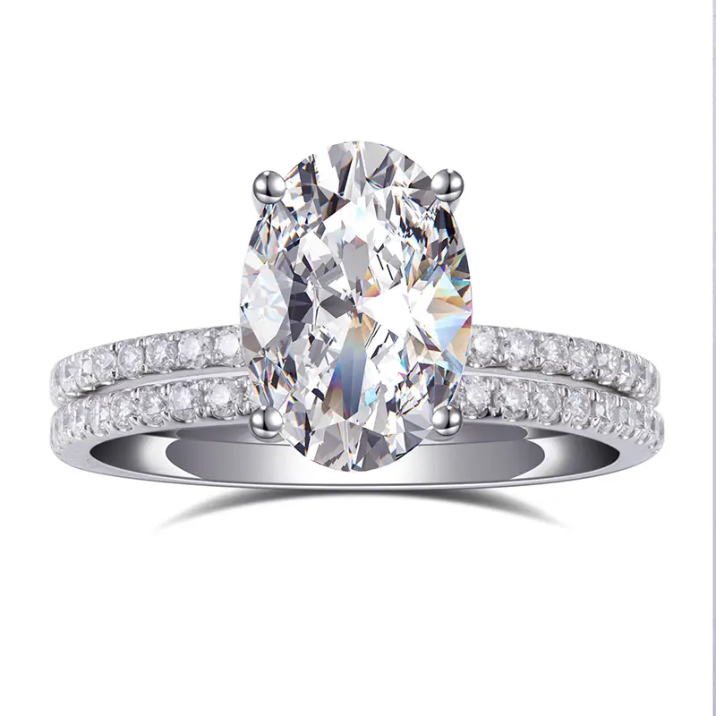 Gioielli Messi - Messi Jewelry MS -784 18KT classici solitari femminili di gioielli in oro sferzati Def Moissanite Diamond Ring Set Anelli 1
