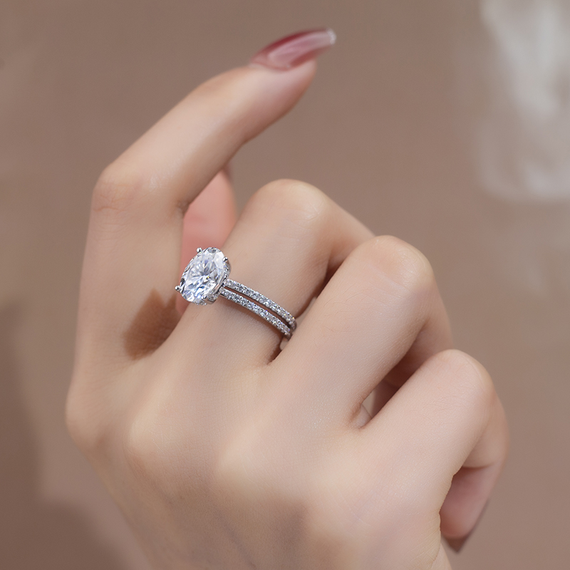 Messi Alahas - Messi Alahas MS-784 18kt classic solitaire Babaye nindot nga bulawan nga alahas DEF moissanite Diamond Ring Set Rings 10