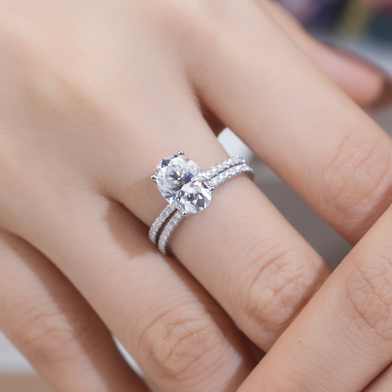 Messi Alahas - Messi Alahas MS-784 18kt classic solitaire Babaye nindot nga bulawan nga alahas DEF moissanite Diamond Ring Set Rings 11