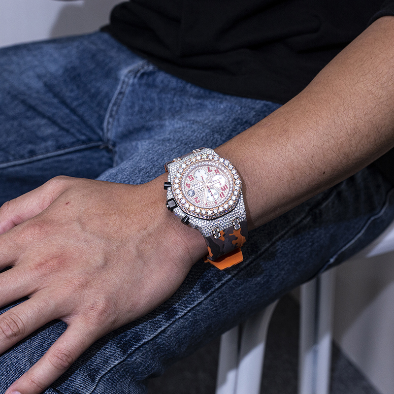 Messi Alahas - Espesyal nga disenyo nga Hip Hop Moissanite Diamond Watch Moissanite Watch 14