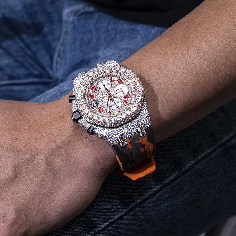 Messi Alahas - Espesyal nga disenyo nga Hip Hop Moissanite Diamond Watch Moissanite Watch 15