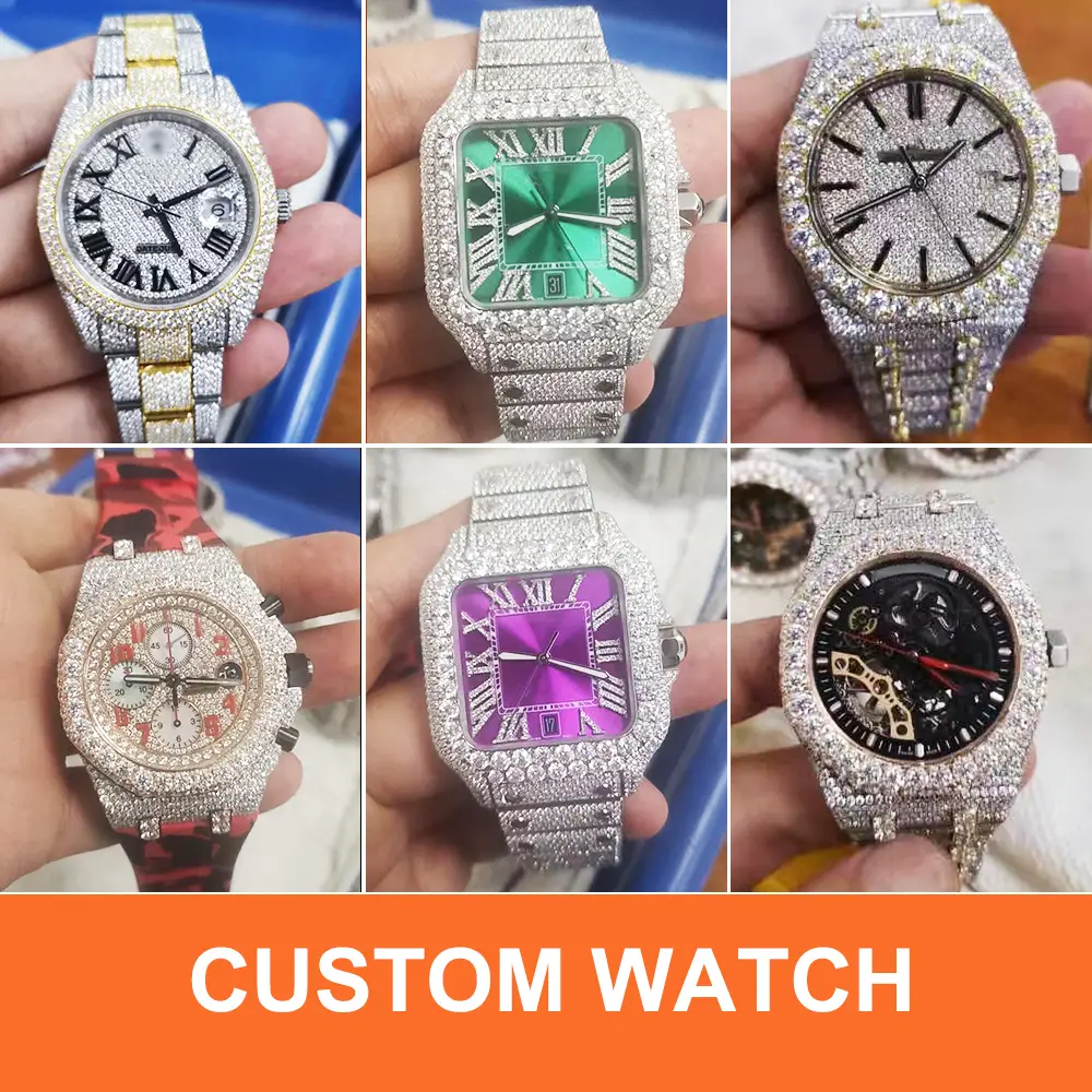 Custom Moissanite Diamond Watch - Luxury Hip Hop Men's Iced Out Design 6