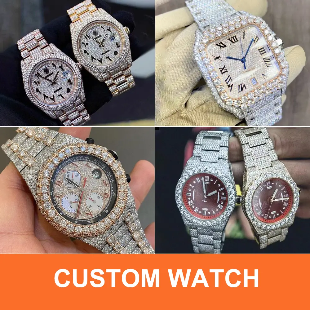 Custom Moissanite Diamond Watch - Luxury Hip Hop Men's Iced Out Design 7