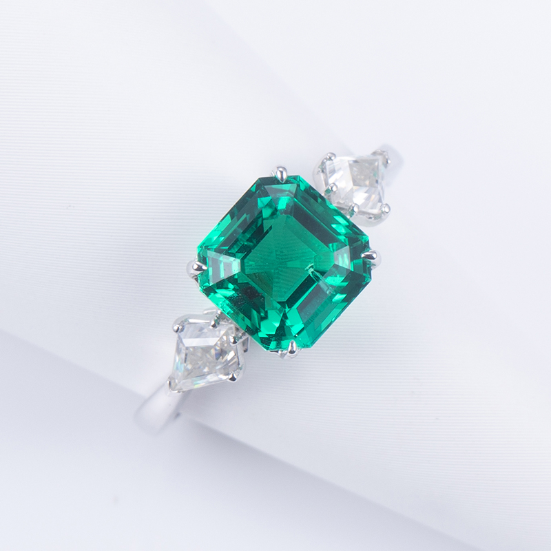 메시 쥬얼리 -Messi Jewelry MS -620 9K 18K 골드 보석 생성 에메랄드 약혼 반지 반지 10