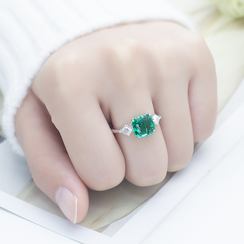 메시 쥬얼리 -Messi Jewelry MS -620 9K 18K 골드 보석 생성 에메랄드 약혼 반지 반지 13