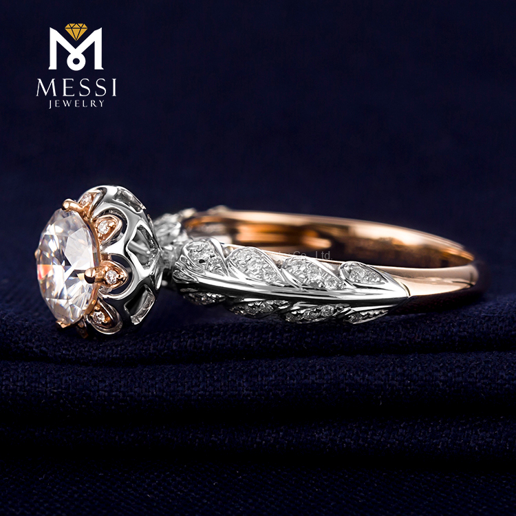 Barang Kemas Messi - Barang Kemas Messi cincin berlian moissanite bunga 14k perhiasan emas borong dengan saduran emas mawar untuk wanita Cincin 16