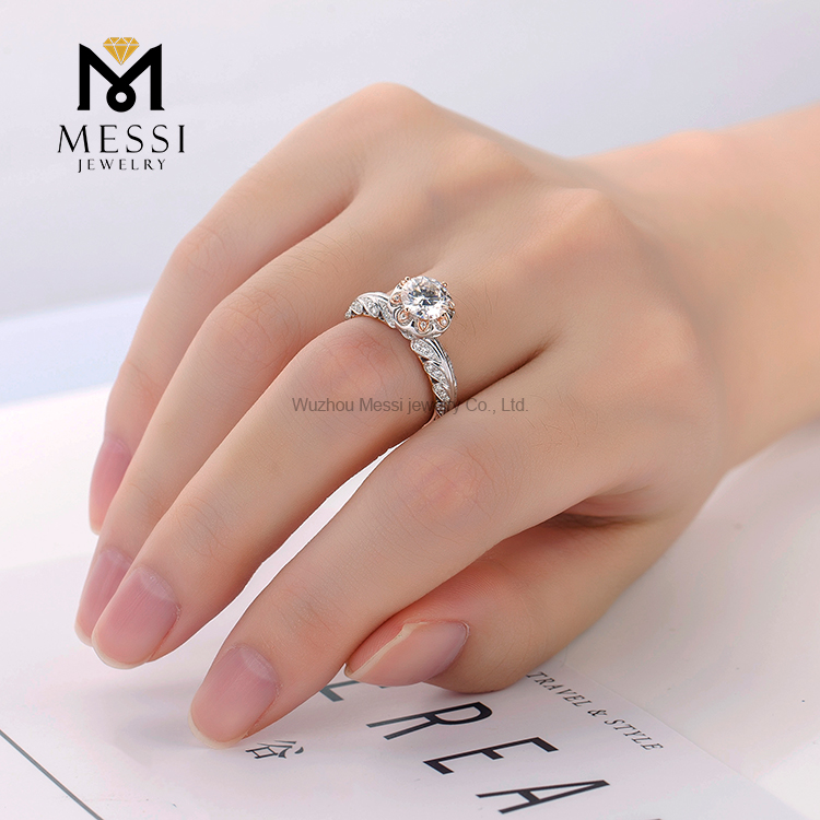 Barang Kemas Messi - Barang Kemas Messi cincin berlian moissanite bunga 14k perhiasan emas borong dengan saduran emas mawar untuk wanita Cincin 12