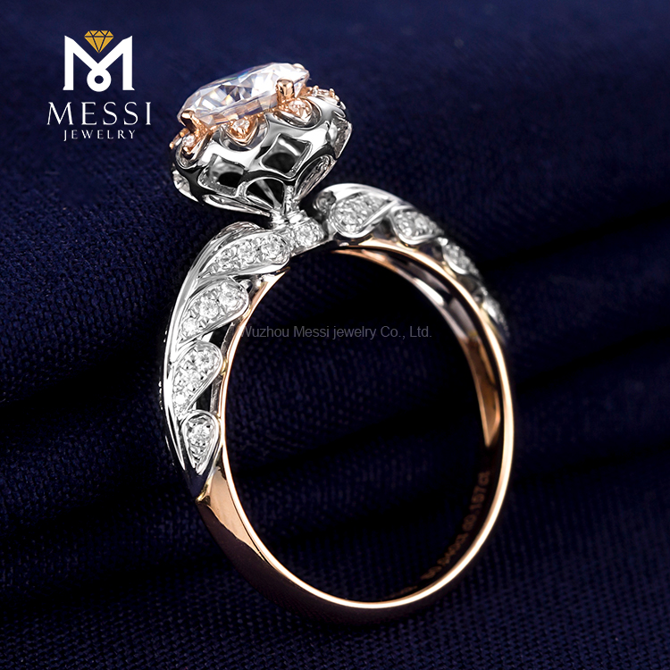 Barang Kemas Messi - Barang Kemas Messi cincin berlian moissanite bunga 14k perhiasan emas borong dengan saduran emas mawar untuk wanita Cincin 14
