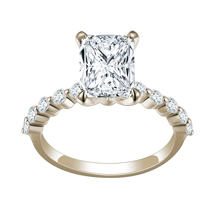 Messi Jewelry - Messi Jewelry Nuovo design 14k Gold Ring Radiant Ice Crushed Moissanite Anelli per anelli di fidanzamento per matrimoni 1