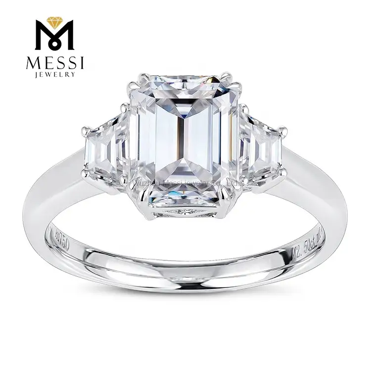 Messi Jewelry - Messi gioielli a tre pietre Anelli da matrimonio Octagon Step Tak Moissanite Ring Diamond 18K 14K Woman Jewelry Anelli 1