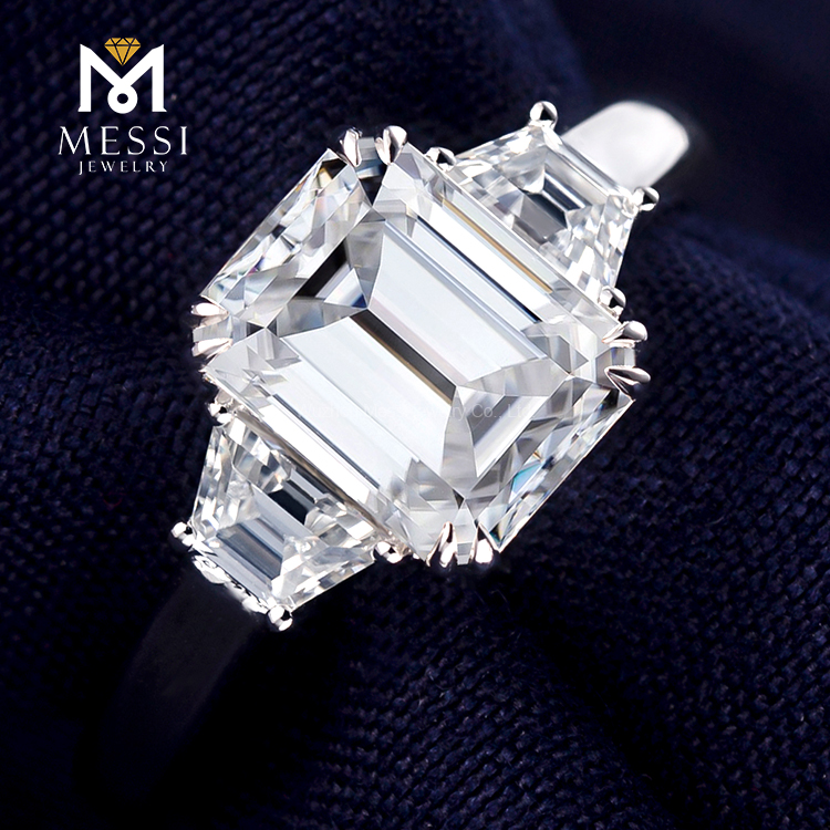 Messi Jewelry - Messi Jewelry three stones wedding rings octagon step cut moissanite engagement ring diamond 18k 14K woman jewelry Rings 10