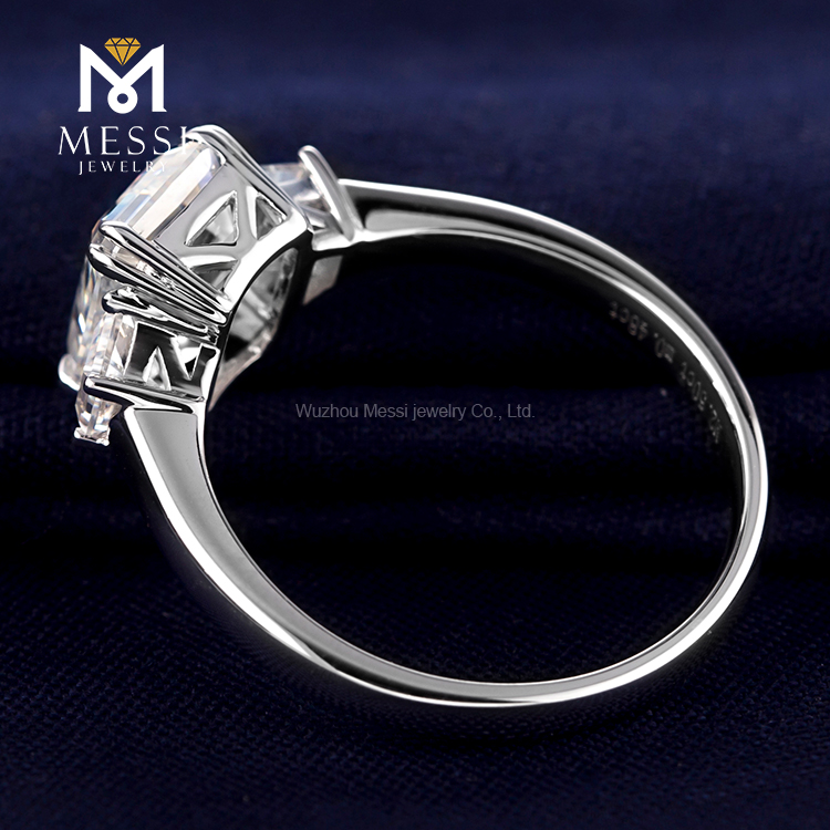 Messi Jewelry - Messi Jewelry three stones wedding rings octagon step cut moissanite engagement ring diamond 18k 14K woman jewelry Rings 14
