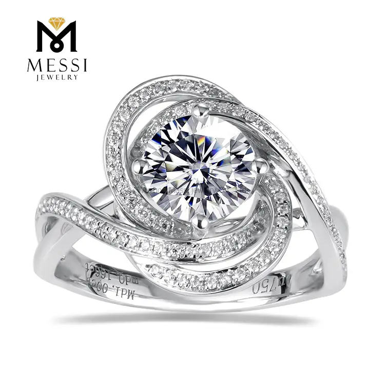 Gioielli Messi - Messi gems rotondo taglio tridimensionale Impostazione 1ct def moissanite women anelli anelli 1