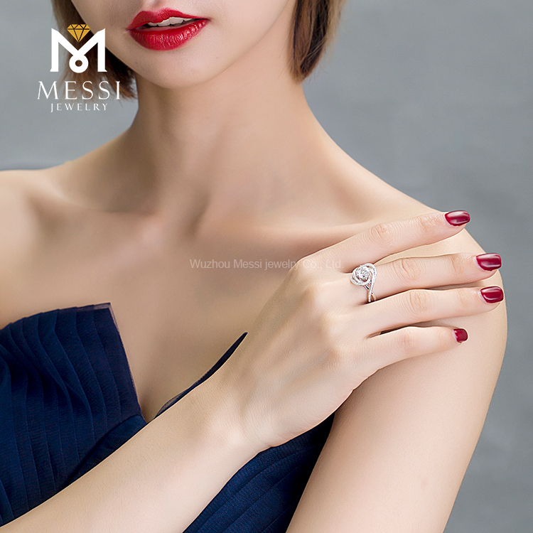 Messi Alahas - Messi Gems round cut tridimensional prong setting 1Ct DEF moissanite women Ring Rings 14