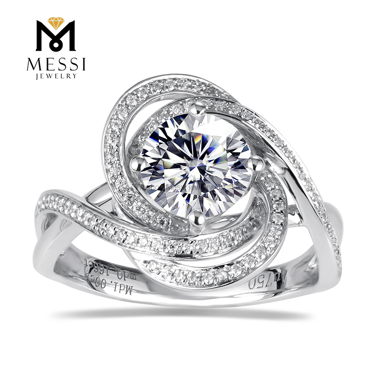 Messi Alahas - Messi Gems round cut tridimensional prong setting 1Ct DEF moissanite women Ring Rings 8