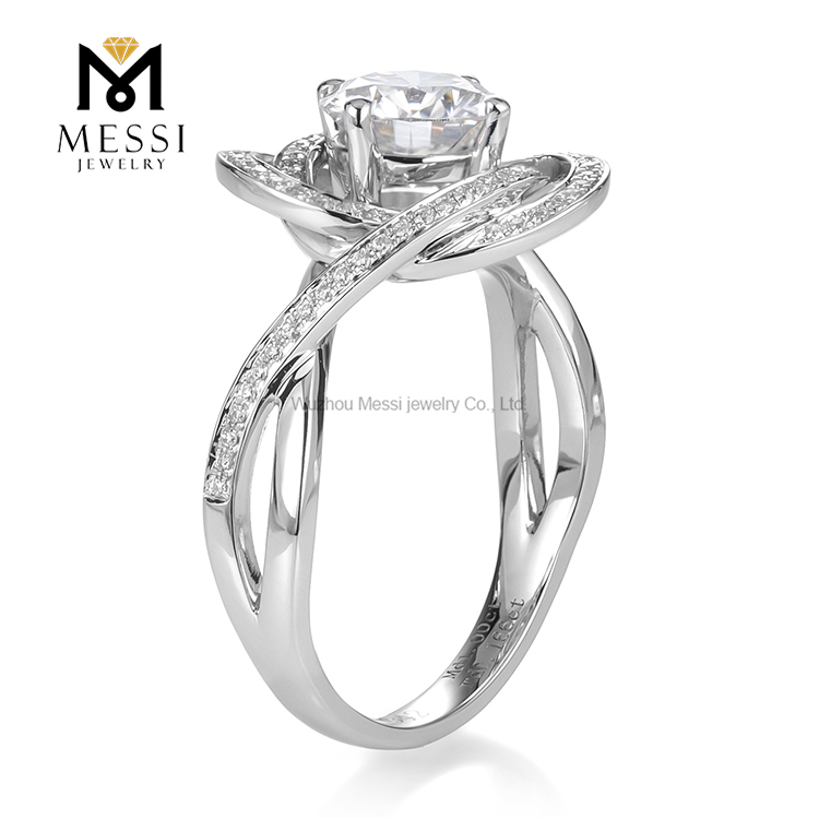 Messi Alahas - Messi Gems round cut tridimensional prong setting 1Ct DEF moissanite women Ring Rings 9
