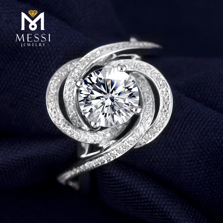 Messi Alahas - Messi Gems round cut tridimensional prong setting 1Ct DEF moissanite women Ring Rings 10