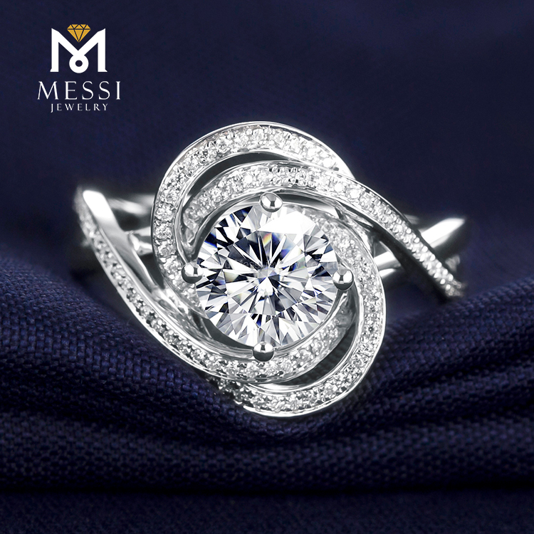 Messi Alahas - Messi Gems round cut tridimensional prong setting 1Ct DEF moissanite women Ring Rings 12