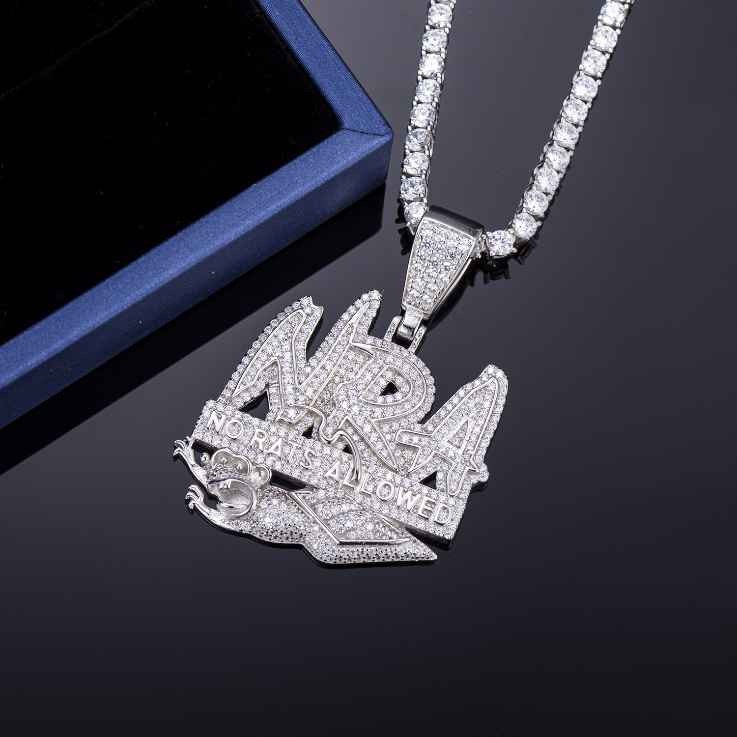 Messi Alahas - Messi Alahas cubic zirconia hip hop alahas sulat kwintas bling alang sa mga lalaki Moissante Pendant 9