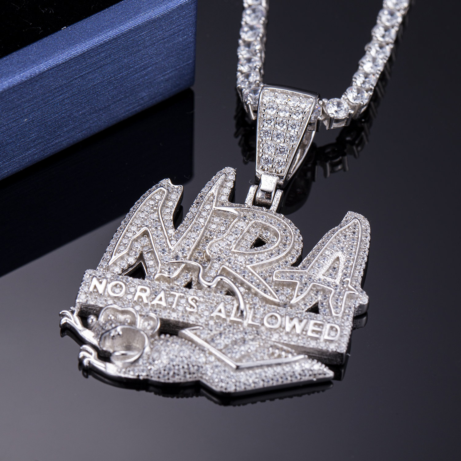 Messi Alahas - Messi Alahas cubic zirconia hip hop alahas sulat kwintas bling alang sa mga lalaki Moissante Pendant 8