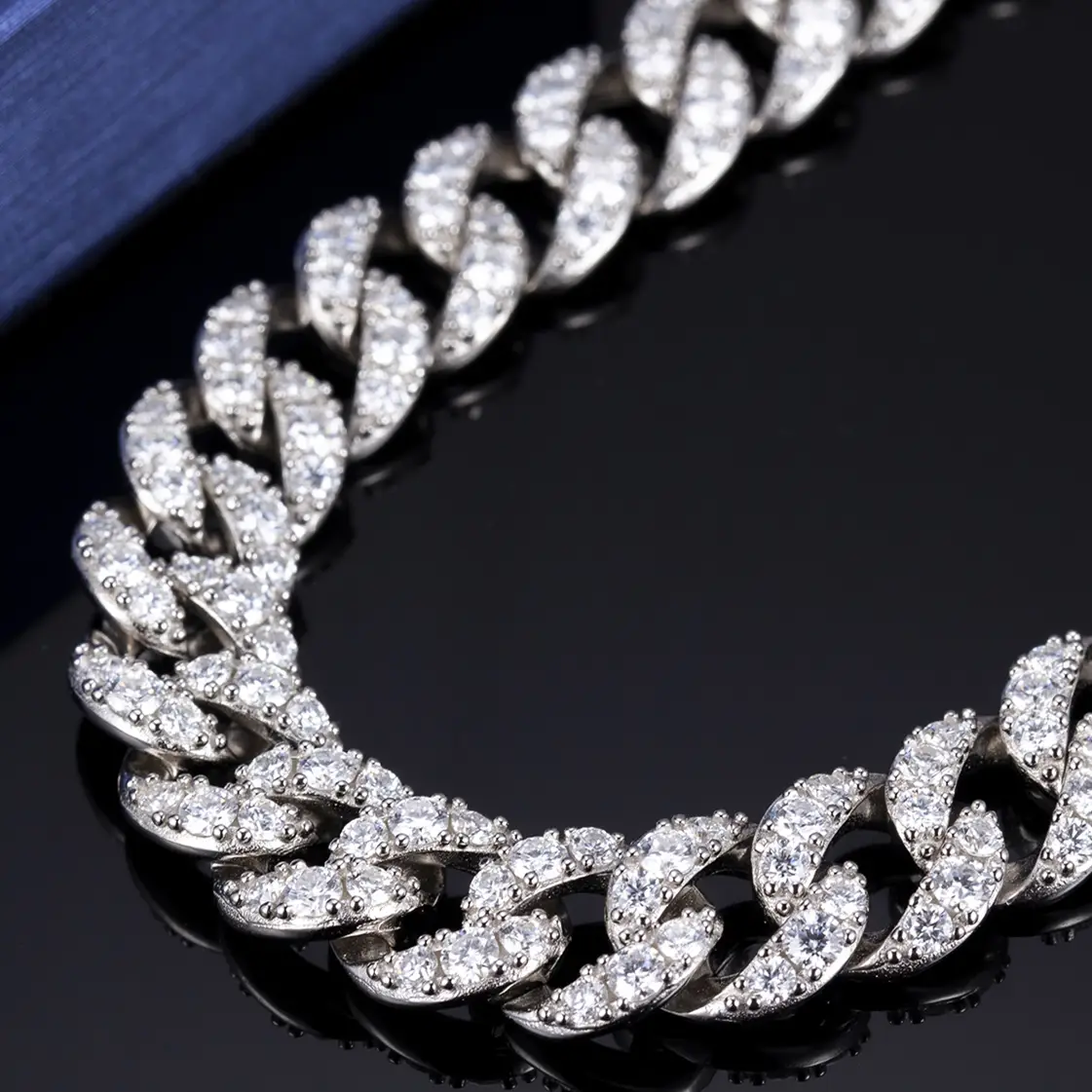 Hip hop Jewelry Moissanite Cuban Link Chain - High Quality Manufacturing Material 5