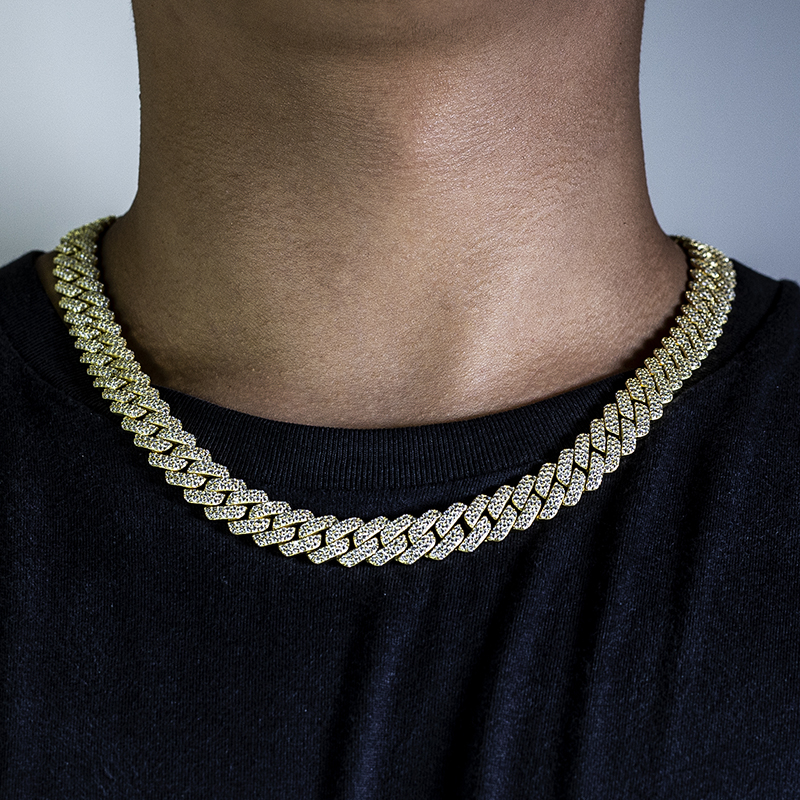 Messi Alahas - Hip hop Alahas Moissanite Cuban Kwintas Ice Out Moissanite Cuban Link Chain Kwintas 15