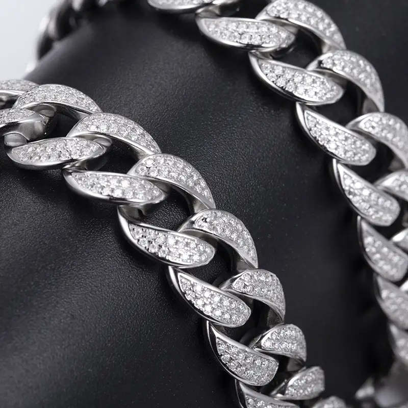 Hip hop Jewelry Moissanite Cuban Link Chain - High Quality Manufacturing Material 6