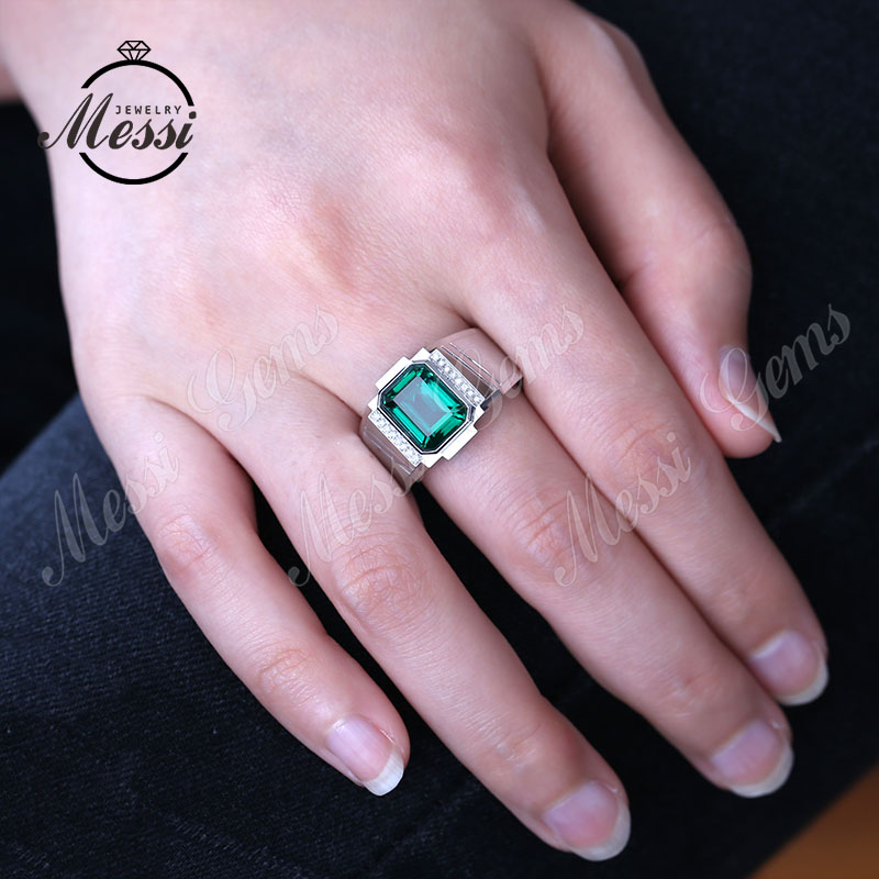 Barang Kemas Messi - Barang kemas Messi wanita lelaki hadiah perhiasan emas putih 14K 18K lelaki pesta memakai cincin kawin Cincin Lelaki 9