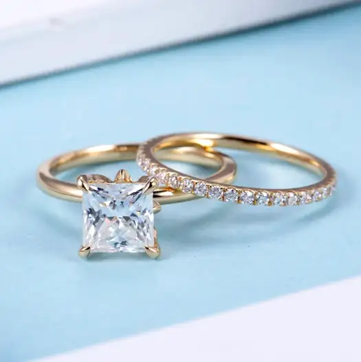 MSR -767 MOISSanite quadrato EF 18K Gold Ring -Messi Gioielli 1